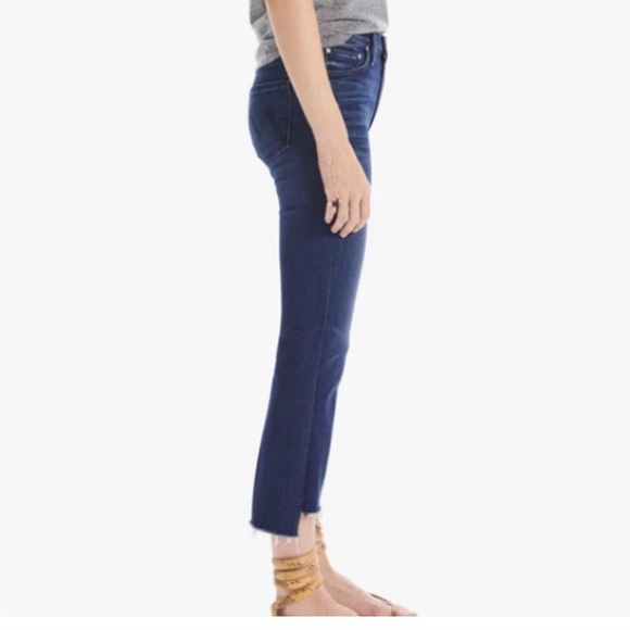 MOTHER The Insider Crop Step Fray Hem Blue Jeans High Waisted Tongue And Chic - Picture 3 of 10